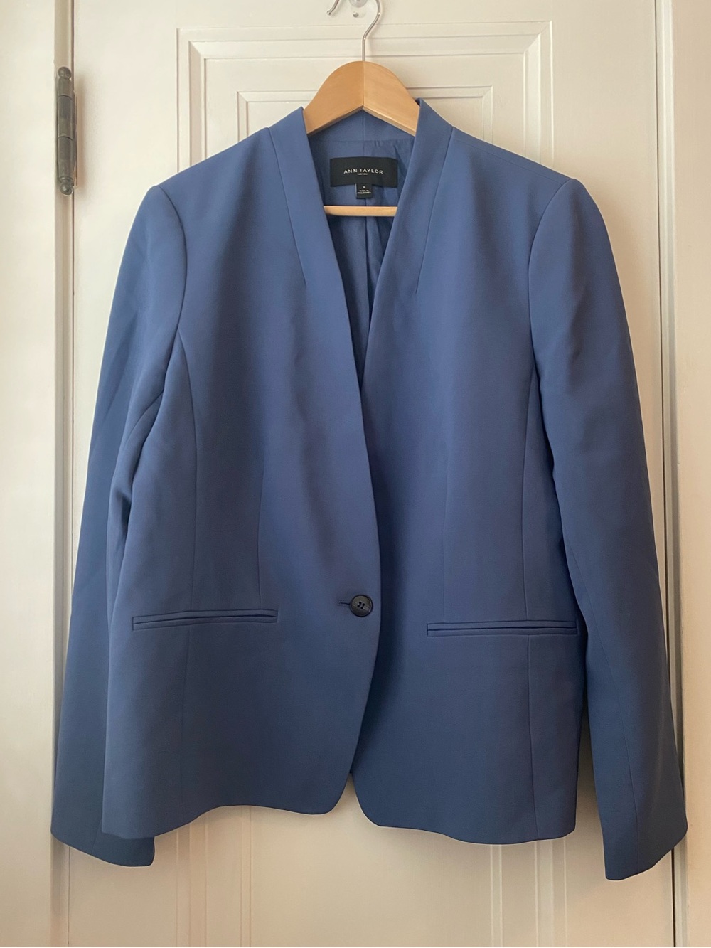 Ann Taylor Factory slate blue suit jacket blazer 16 minimalist classic